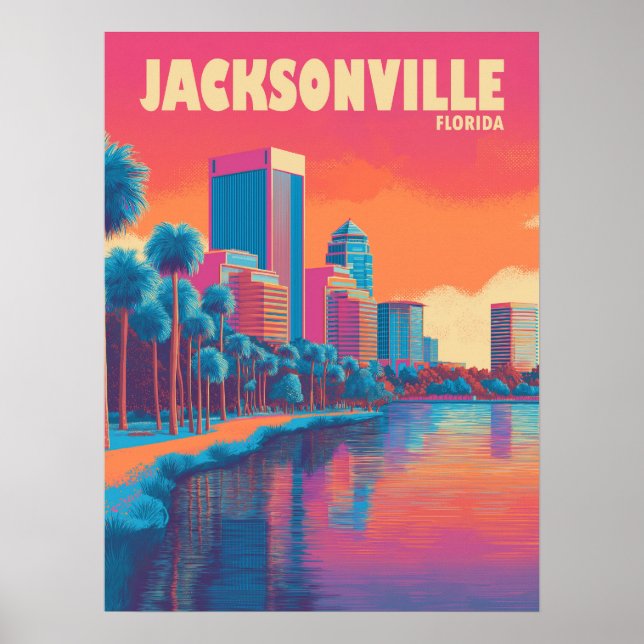 Póster Jacksonville Florida Vintage Travel (Frente)