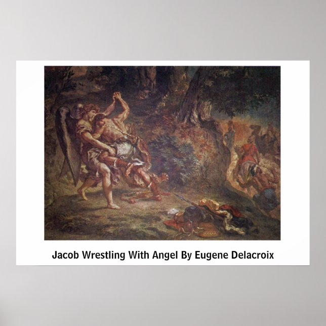 Póster Jacob Lucha Con Ángel Por Eugene Delacroix (Frente)