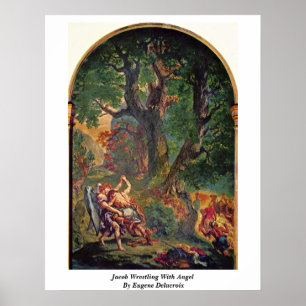 Póster Jacob Lucha Con Ángel Por Eugene Delacroix