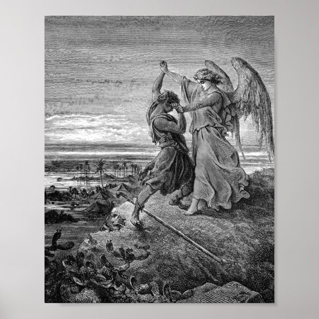 Póster Jacob Lucha Con El Ángel Gustave Dore 1855 (Frente)