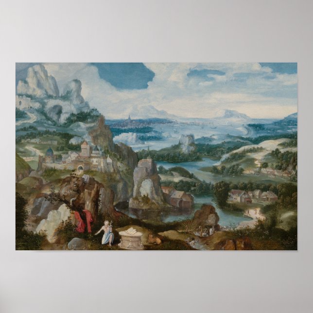 Póster Jacob Patinir - Paisaje con el santo penitente (Frente)