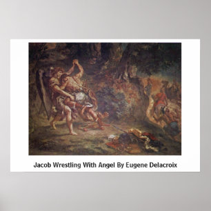 Póster Jacob que lucha con ángel de Eugene Delacroix