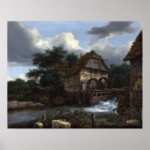 Póster Jacob van Ruisdael dos Watermills
