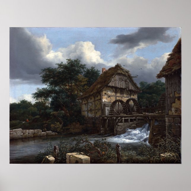 Póster Jacob van Ruisdael Two Watermills (Frente)
