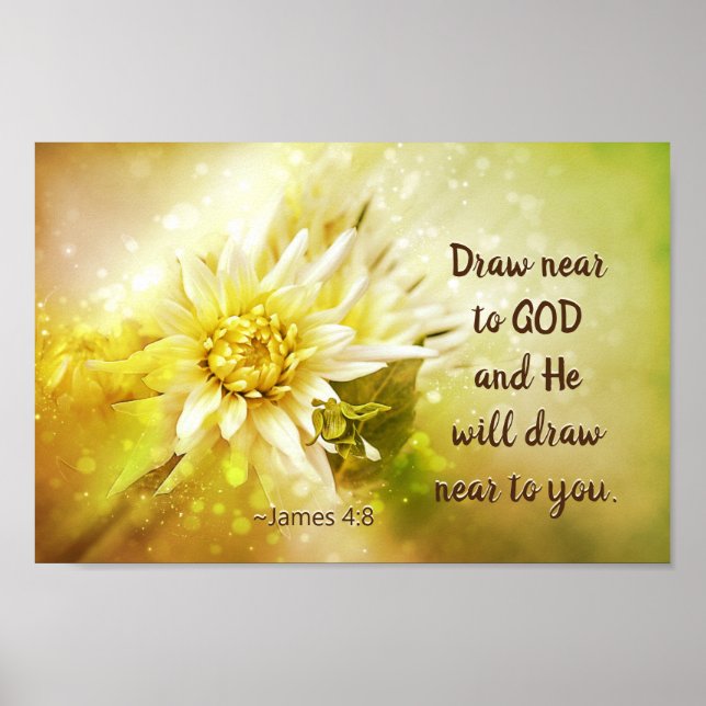 Póster Jacobo 4:8 Acércate a Dios, se acercará a ti (Frente)