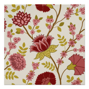 Póster Jacobo Floral Lg Pattern Rojos Rosa Crema De Oro