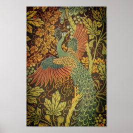 Póster Jacquard victoriano con flores de pavo real