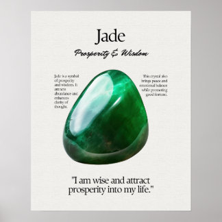 Póster Jade Gem Crystal Meaning Card