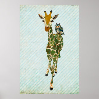 Póster Jade Giraffe & Owl Art Poster