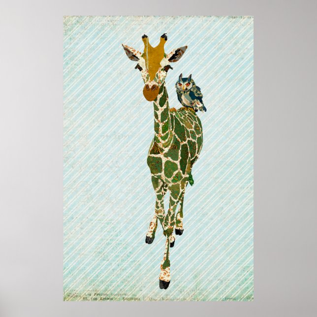 Póster Jade Giraffe & Owl Art Poster (Frente)
