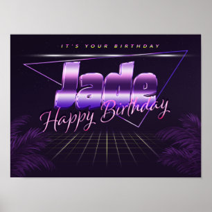 Póster Jade Nombre Apellido cartel retro lila cumpleaños