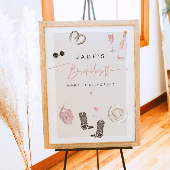 Póster JADE Wine Cowgirl Country Bachelorette Itinerario (Subido por el creador)