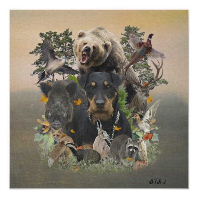 Póster Jagdterrier, tapiz del territorio de caza alemán (Anverso)