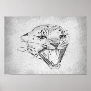 Póster Jaguar - Dibujo Gráfico