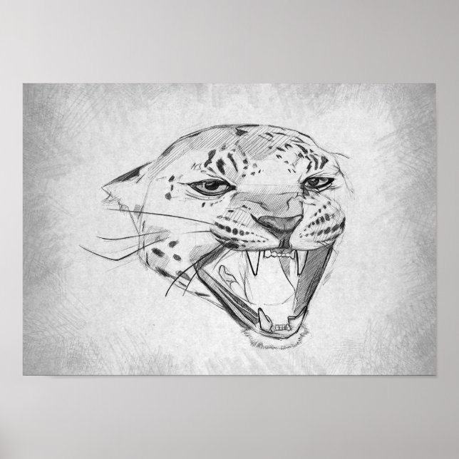 Póster Jaguar - Dibujo Gráfico (Frente)