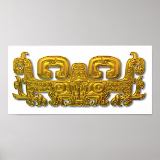 Póster Jaguar maya - oro