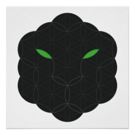 Póster Jaguar sagrado - Cara de la vida, negro.