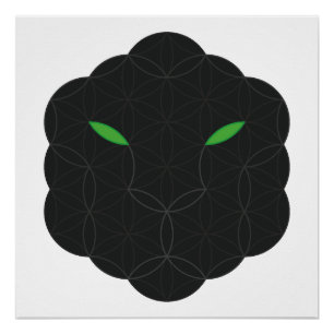 Póster Jaguar sagrado - Cara de la vida, negro.
