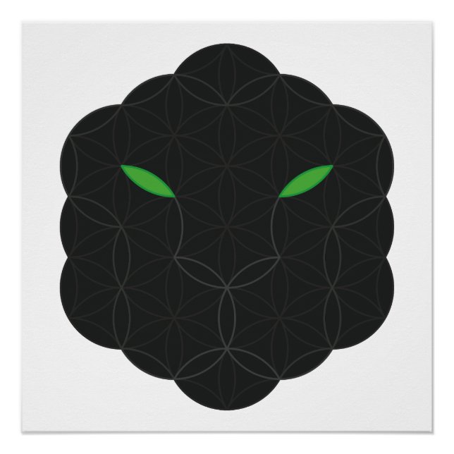 Póster Jaguar sagrado - Cara de la vida, negro. (Anverso)