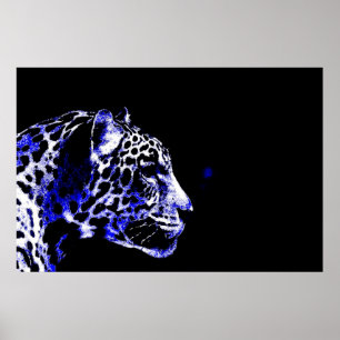Póster Jaguares negro y azul Pop Art