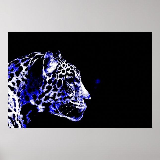 Póster Jaguares negro y azul Pop Art (Frente)