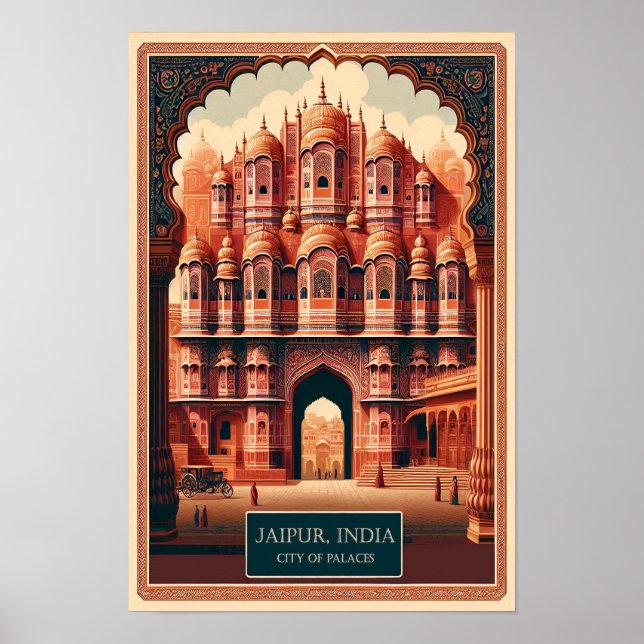 Póster Jaipur India - Ciudad de los Palacios Viajes Vinta (Frente)