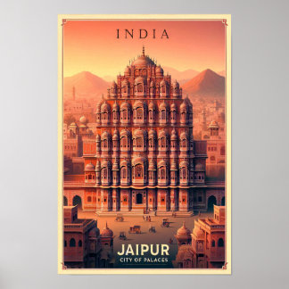 Póster Jaipur India - Ciudad de los Palacios Viajes Vinta