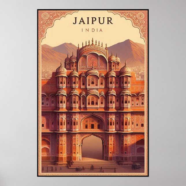 Póster Jaipur India - Ciudad de los Palacios Viajes Vinta (Frente)