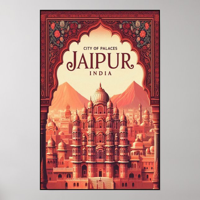 Póster Jaipur India - Ciudad de los Palacios Viajes Vinta (Frente)