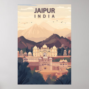 Póster Jaipur India Viajes Ciudad Rosa Hawa Mahal