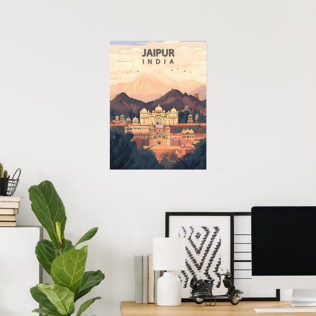 Póster Jaipur - la ciudad rosa real de la India (Oficina en casa)