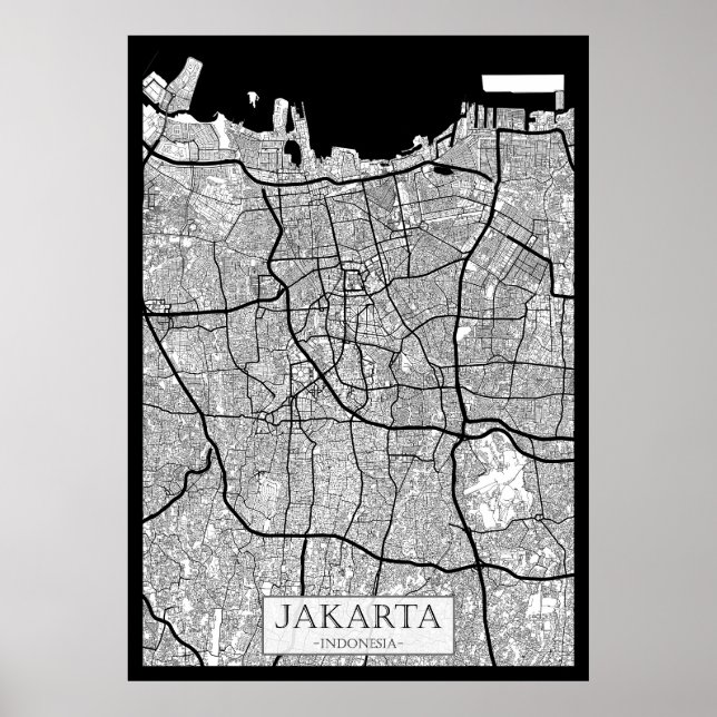 Póster Jakarta Indonesia Map (Frente)