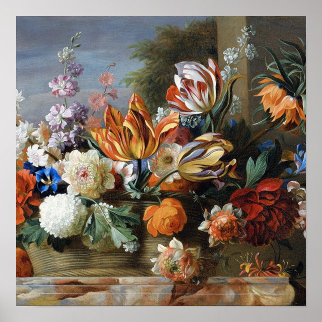 Póster Jakob Bogdani Tulips Peonies y otras flores (Frente)