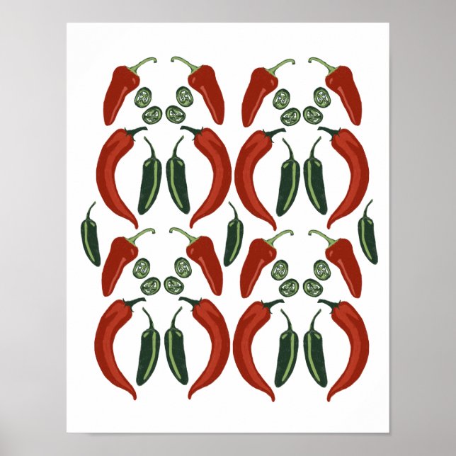 Póster Jalapeño Chile Peppers Pattern Art (Frente)