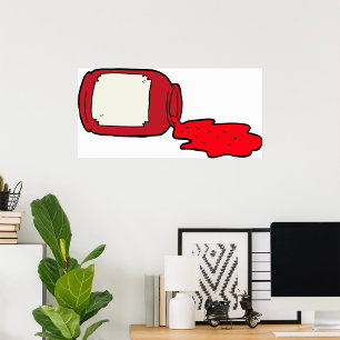 Póster Jam Cute Rojo Jelly Jar derramado