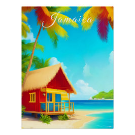 Póster Jamaica Beach Hut Travel Print