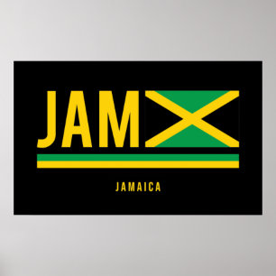 Póster Jamaica Flag ISO Code Alpha 3 Design Poster
