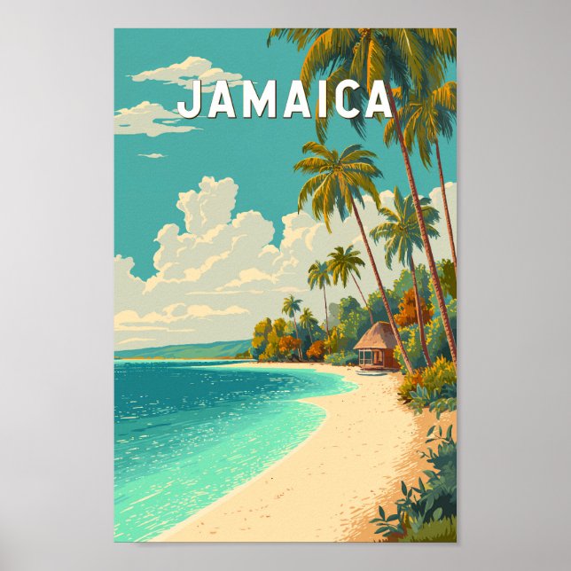 Póster Jamaica Illustration Travel Art Vintage (Frente)