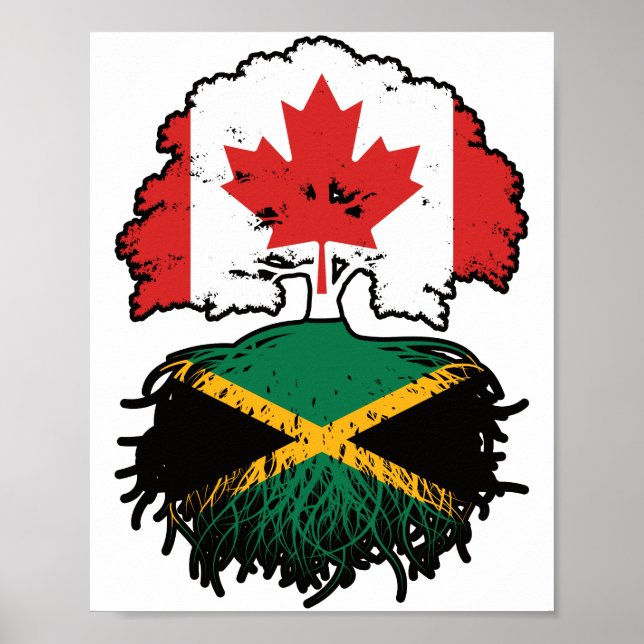 Póster Jamaica Jamaican Bandera de raíces de árbol canadi (Frente)