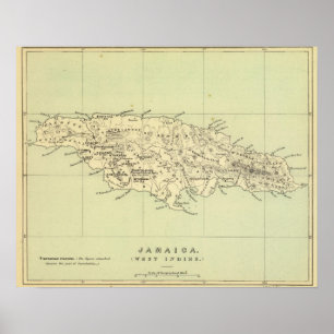 Póster Jamaica litografió el mapa