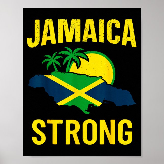 Póster Jamaica Strong I Love Jamaican Flag Heart Women Me (Frente)
