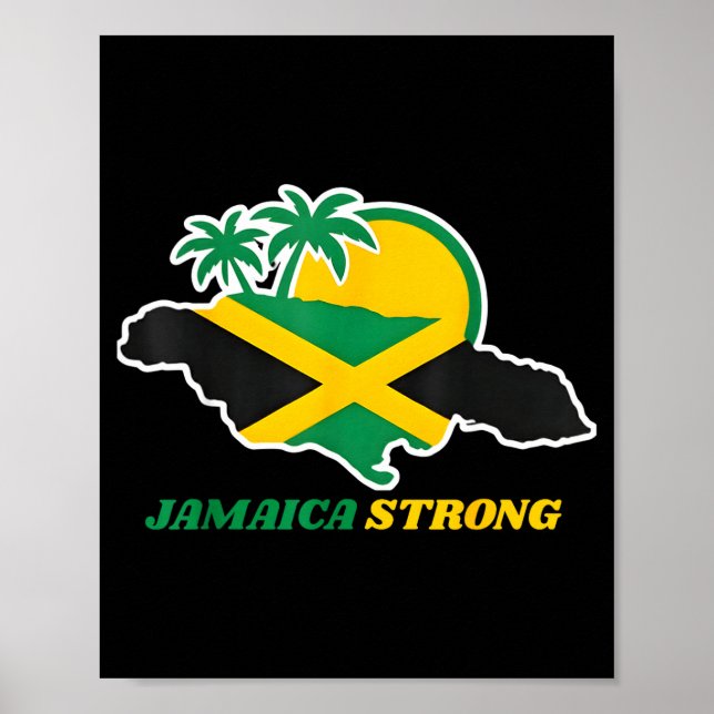 Póster Jamaica Strong I Love Jamaican Flag Heart Women Me (Frente)