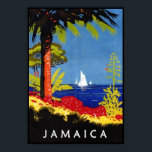 Póster Jamaica Vintage Retro Art Deco Travel Poster<br><div class="desc">A high quality Art Deco reproduction print features the gorgeous tropical seascape scenery of Jamaica. Digitally refurbished to bring out the original colors,  even better and fix as many imperfections as possible. Please customize the poster size,  texture,  border and/or frame to suit your taste.</div>