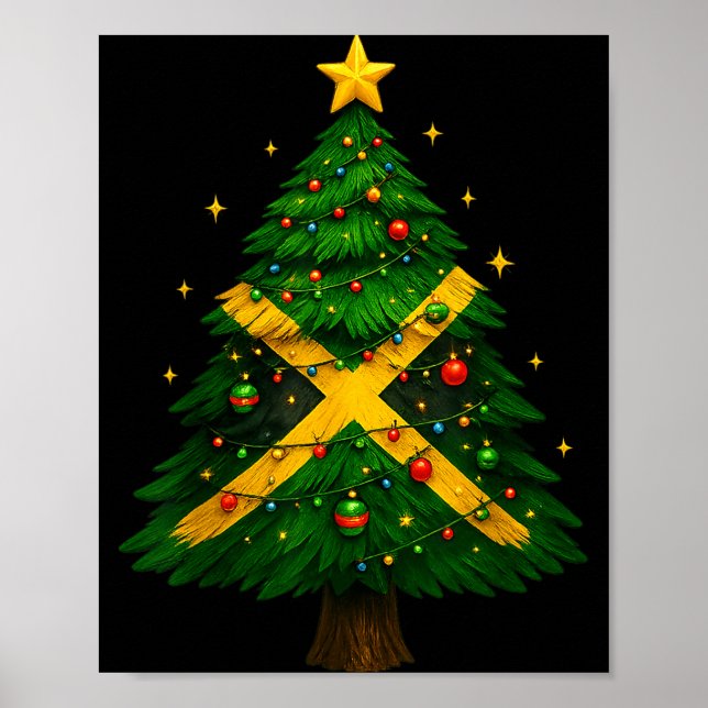 Póster Jamaican Christmas Tree Design, Festive Holiday Gr (Frente)