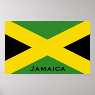 Póster Jamaican Flag To The Edge with Jamaica Word