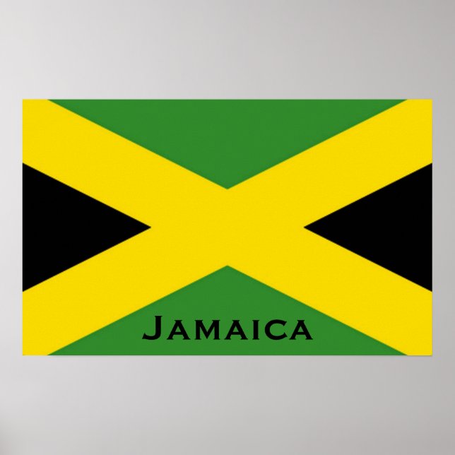 Póster Jamaican Flag To The Edge with Jamaica Word (Frente)