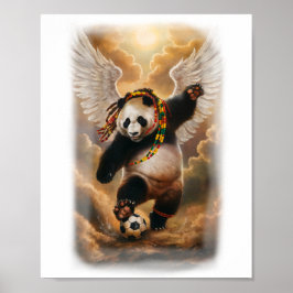 Póster Jamaican Panda playing Soccer on a 