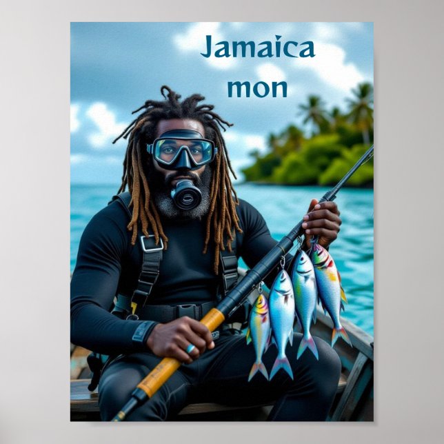 Póster Jamaican spear fisherman (Frente)