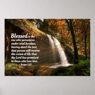 Póster James 1:12 Bendecido es el que persevera en la Bib