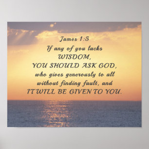 Póster James 1:5 Si alguno de ustedes carece de sabiduría